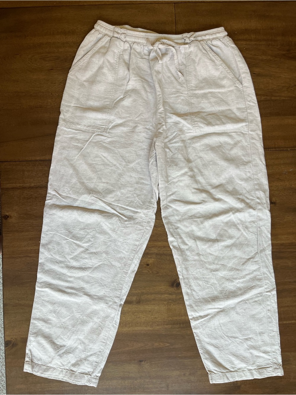 Erika Women's Off-White Wide Leg Drawstring Pants